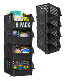 Skywin Plastic Stackable Storage Bins for Pantry - Stackable Bins For Organizing Food, Kitchen, and Bathroom Essentials with 4-Pack, 8-Pack, 24-Pack, and 50-Packs