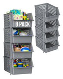 Skywin Plastic Stackable Storage Bins for Pantry - Stackable Bins For Organizing Food, Kitchen, and Bathroom Essentials with 4-Pack, 8-Pack, 24-Pack, and 50-Packs