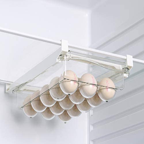 Auto Rolling Refrigerator Egg Drawer,Large Capacity Snap-on Hanging Egg  Holder Tray for Refrigerator Egg Container Adjustable and Space Saving