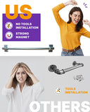 Skywin Magnetic Towel Holder for Refrigerator - 2 Pack Magnetic Curtain Rods for Metal Door with Adjustable Length