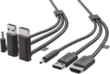 Skywin 3-in-1 VR Backpack Cable - Compatible with HP Z VR Backpack and HTC Vive - 3 in 1 HDMI+USB+DC 1 Meter Cable for Linkbox and Headset Connection (3.2 Foot) (Black)