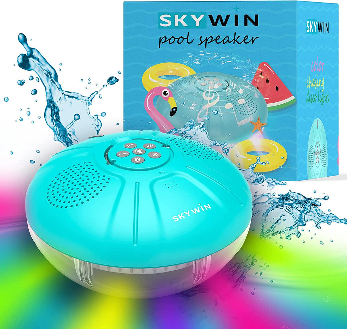 Skywin Hot Tub Speakers and Speakerphone - Disco Light Floating