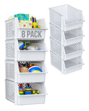 Skywin Plastic Stackable Storage Bins for Pantry - Stackable Bins For Organizing Food, Kitchen, and Bathroom Essentials with 4-Pack, 8-Pack, 24-Pack, and 50-Packs