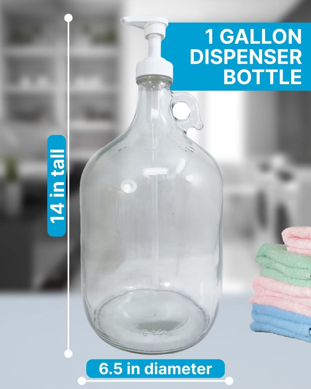 Skywin Gallon Pump Dispenser - Glass Laundry Detergent Dispenser for Laundry Room Good As Laundry Detergent Dispenser Glass Jar , Fabric Softener