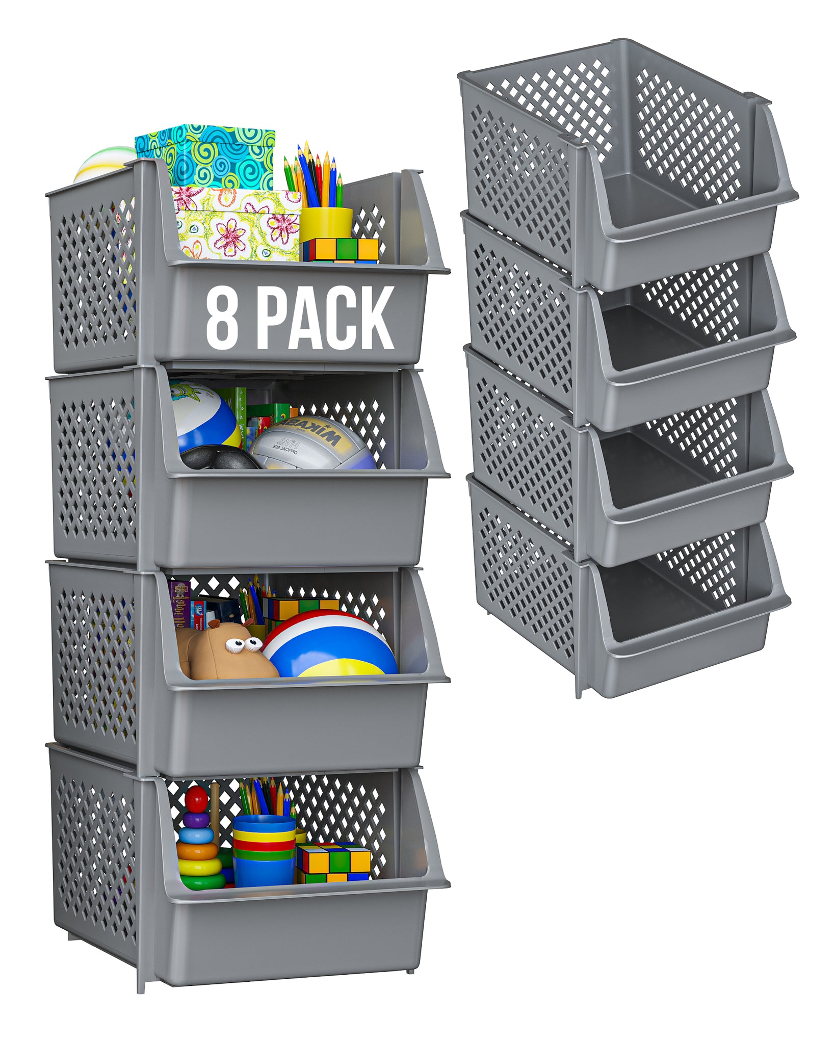 Casewin Plastic Storage Baskets, Plastic Storage Boxes, Stackable
