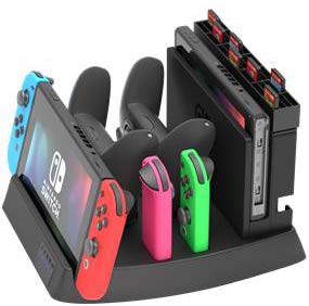 Skywin Switch Charging Dock - Charging Dock and Game Holder for Switch Console, Joy-Con Controllers, Pro Controllers, Charging Base, Up to 28 games