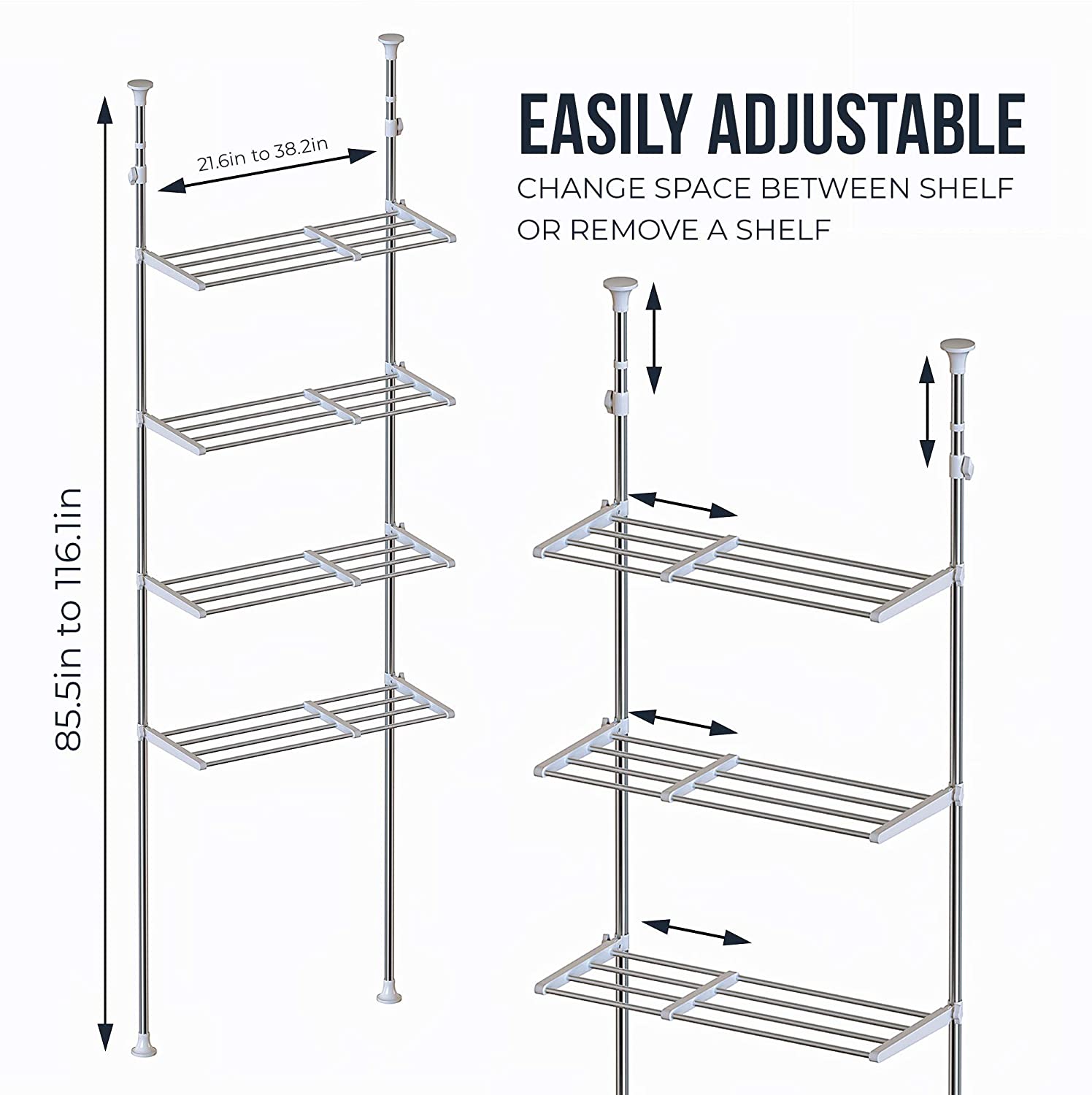 Skywin Over The Washer Storage Shelf - Easy to Assemble Laundry Storage, Laundry Shelf for Over Washer or Dryer with Adjustable Height and Width, No