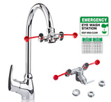 Skywin Eye Wash Kit - Faucet Mounted Emergency Eye Wash Station Sink Attachment, Adapters, Inspection Tags, and 1x Emergency Eye Wash Station Sign