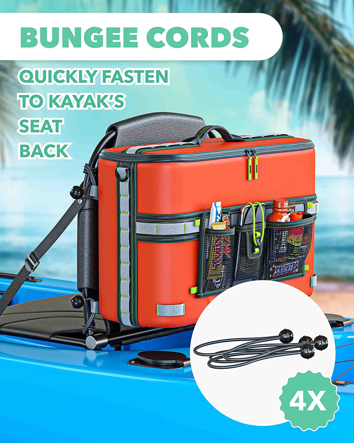 Large Kayak Cooler, Waterproof Kayak Cooler Behind Seat, Kayak Chair Back  Cooler Bag for Lawn-Chair Style Seat, Splash Seat Ice Chest Cooler for
