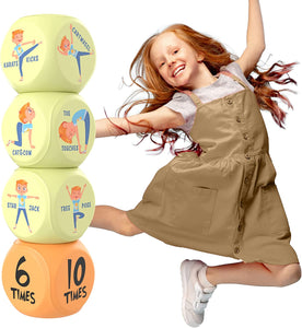 Skywin Kids Yoga Dice - Fun Exercise Dice for Kids Solo or Group Classes, 6-Sided Foam Workout Dice for Home, Classroom and Physical Education Learning