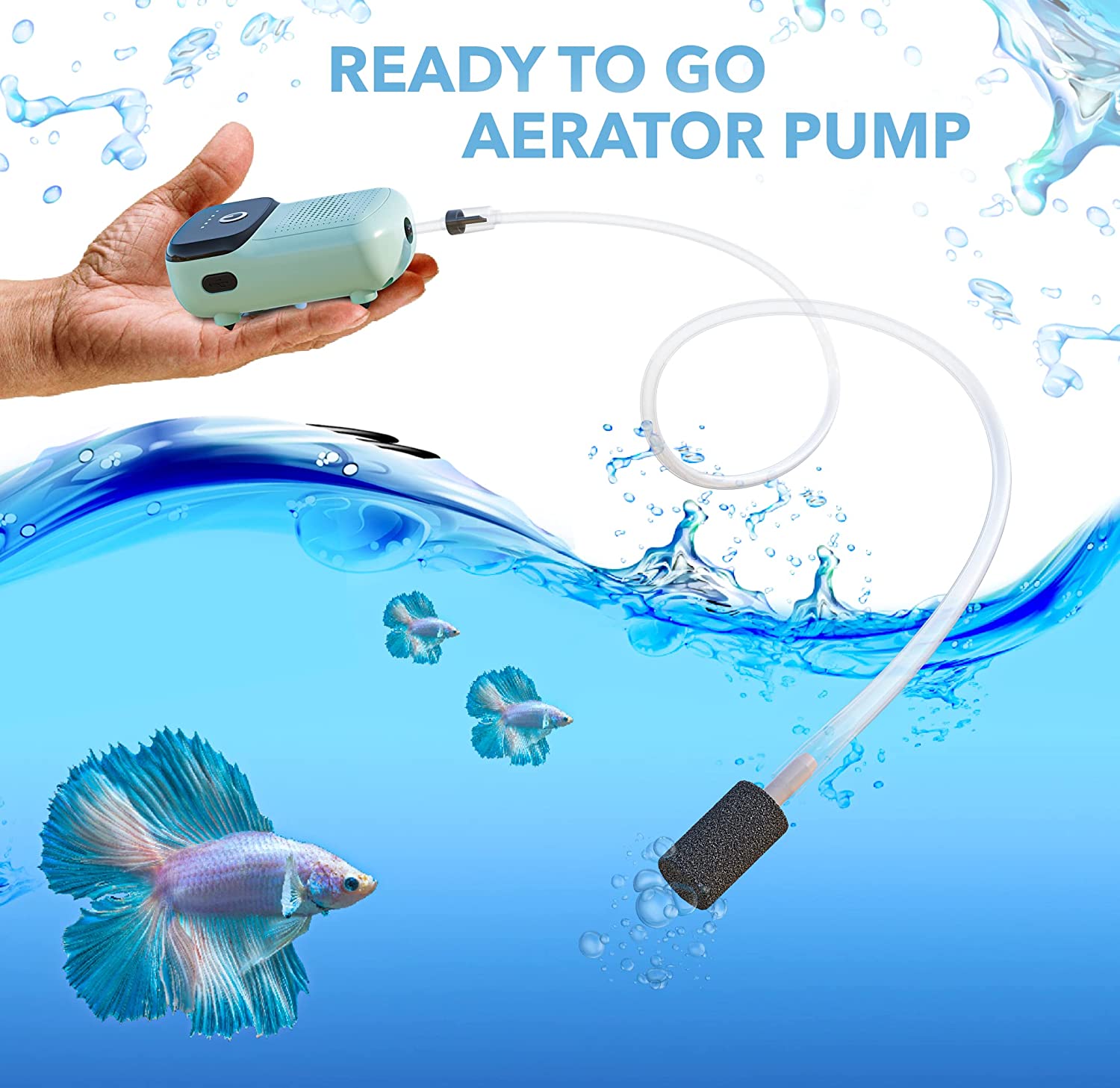 Skywin Fish Aerator Pump - Rechargeable Battery Powered Aquarium