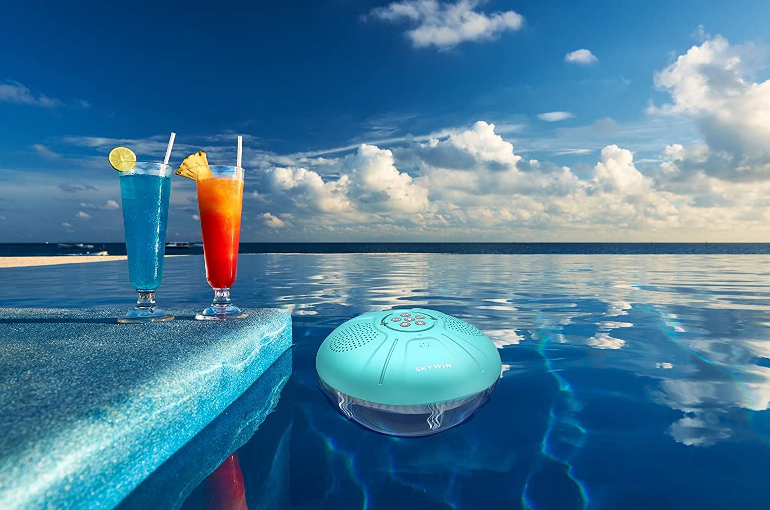 Shops floating pool speaker with lights