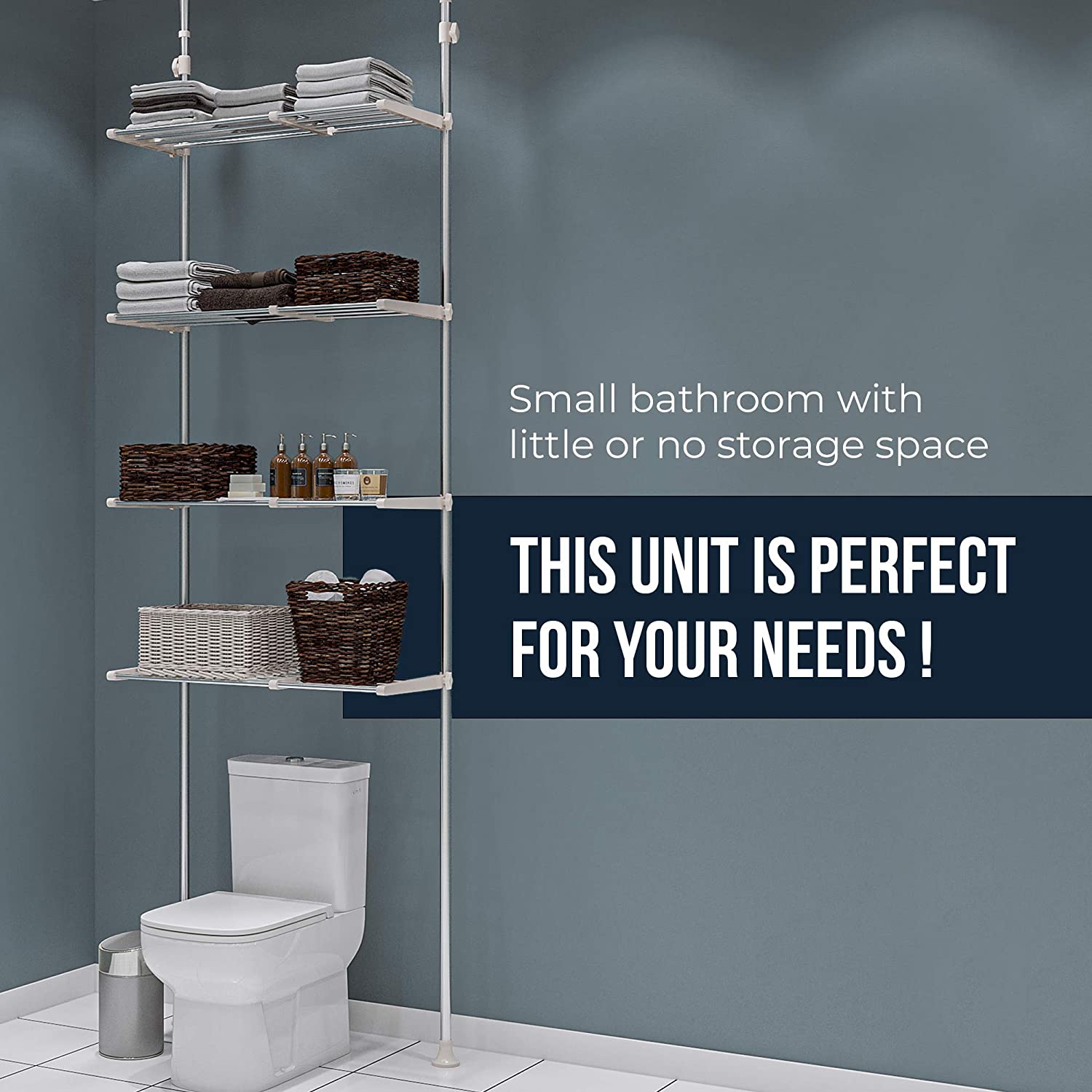 Skywin Over The Washer Storage Shelf - Easy to Assemble Laundry Storage, Laundry Shelf for Over Washer or Dryer with Adjustable Height and Width, No