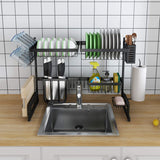 Skywin Kitchen Dish Rack Over Sink - Dish Rack for Counter Over The Sink Dish Rack - Black / Stainless Steel Dish Rack