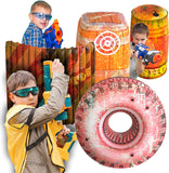 Skywin Obstacles for Play Wars - 4 Pieces Easy Set Up Inflatables Compatible with Nerf Gun Party and Laser Tag Game - Battle Obstacles Great for Shelter